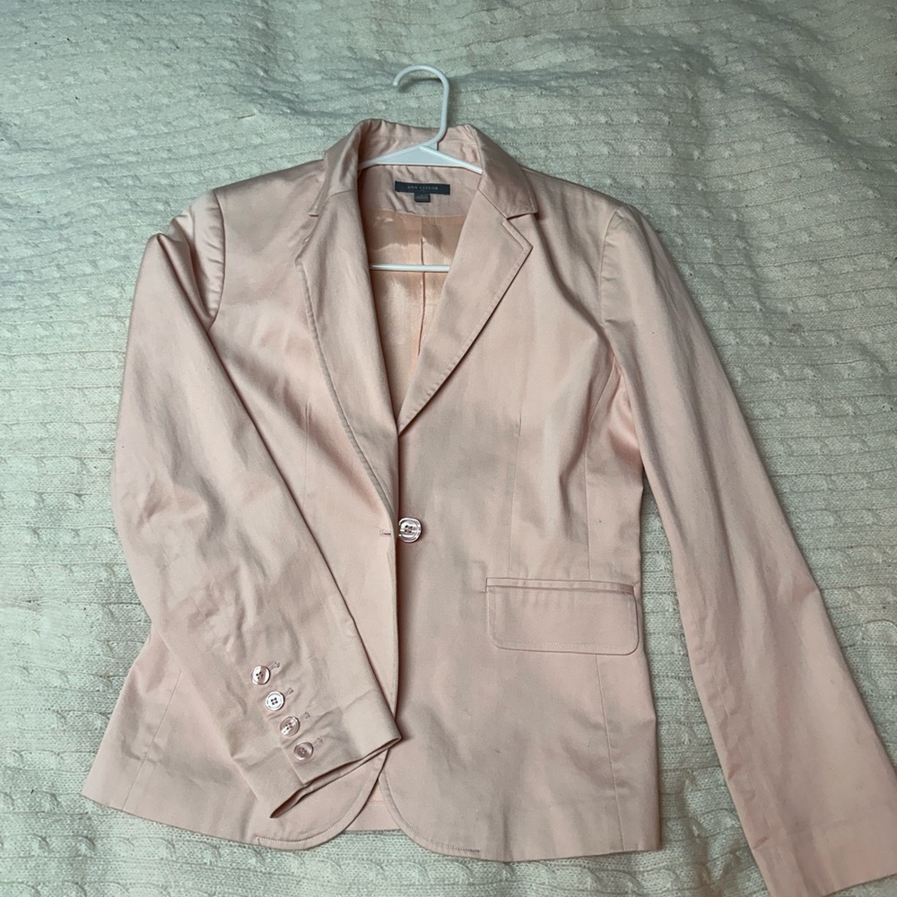 Ann Taylor Blush Tailored Blazer with Notched Lapels